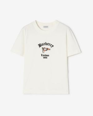 Burberry Check Flag Cotton T-Shirt - White