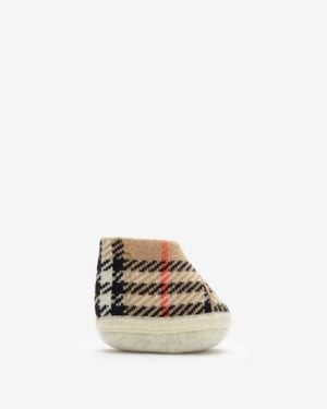 Burberry Childrens Check Wool Cashmere Blend Booties - Metallic