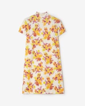 Burberry Floral Cotton Blend Dress - Metallic