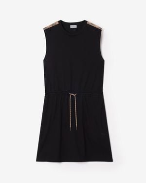 Burberry Check Trim Cotton Jersey Dress - Black