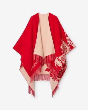 Burberry Ekd Wool Cashmere Cape - Red
