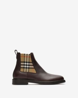 Burberry Leather Pembroke Boots - Brown
