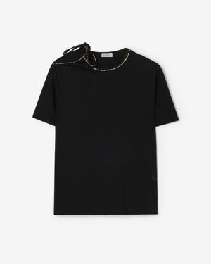 Burberry Tie-Sleeve Cotton T-Shirt - Black