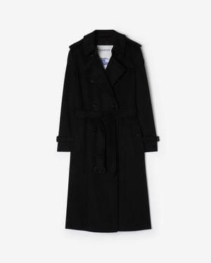 Burberry Long Cashmere Kensington Trench Coat - Black