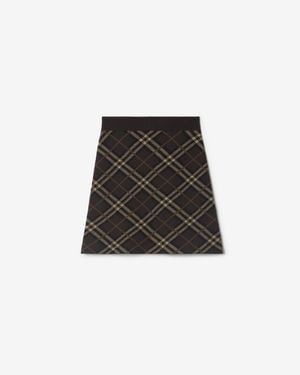 Burberry Check Wool Cashmere Skirt - Black