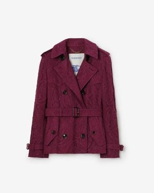 Burberry Short Paisley Lace Foxfield Trench Coat - Purple