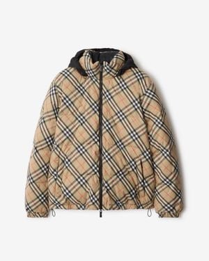 Burberry Reversible Check Puffer Jacket - Natural