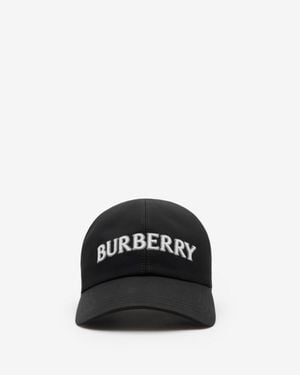 Burberry Logo Gabardine Baseball Cap - Black
