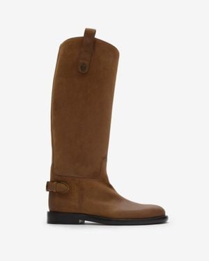 Burberry Suede Cavalier Boots - Brown