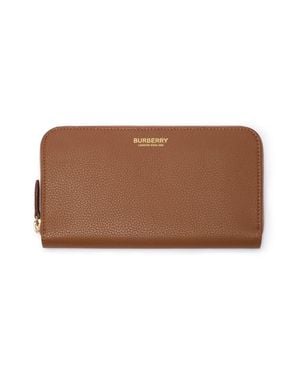 Burberry Large Logo Leather Zip Wallet - Braun