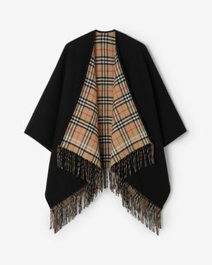Burberry Reversible Check Wool Cape - Black
