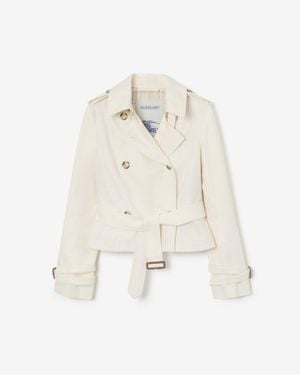 Burberry Cropped Tropical Gabardine Swarby Trench Jacket - Natural