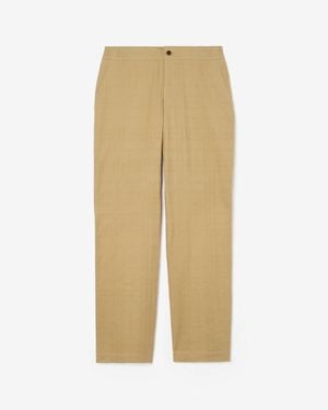 Burberry Textured Check Cotton Pants - Natural