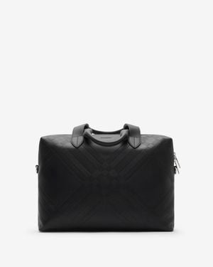 Burberry Embossed Check Briefcase - Noir