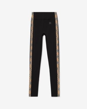 Burberry Check Trim Stretch Nylon Leggings - Black