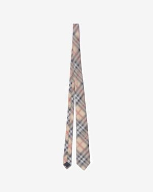 Burberry Check Silk Tie - White