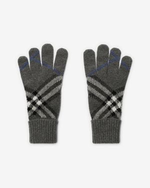 Burberry Check Cashmere Blend Gloves - Black