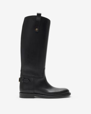 Burberry Leather Cavalier Boots - Black