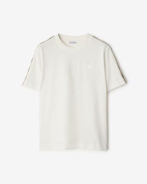 Burberry Check Trim Cotton T-Shirt - White