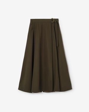 Burberry Wool Twill Midi Skirt - Green