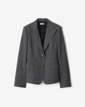 Burberry Check Wool Tailored Jacket - Gray