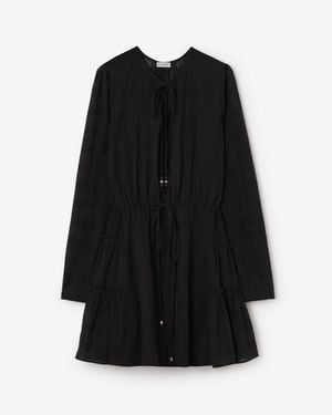 Burberry Check Cotton Voile Dress - Black