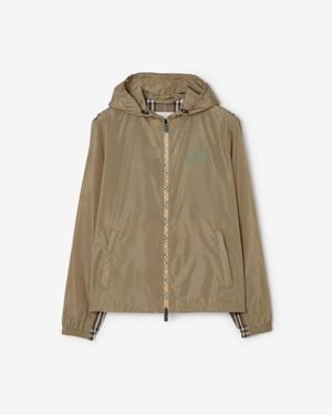 Burberry Check Trim Nylon Hooded Jacket - Natural