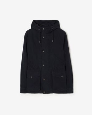 Burberry Gabardine Euston Hooded Jacket With Warmer - Blue