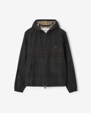 Burberry Check Cotton Newport Hooded Jacket - Black