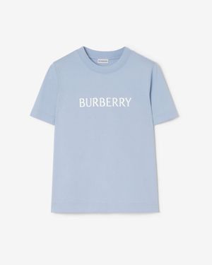 Burberry Logo Cotton T-Shirt - Blue