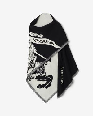 Burberry Knight Wool Silk Cashmere Cape - Noir