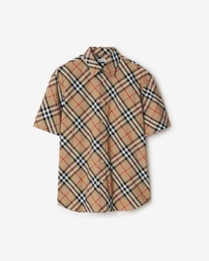Burberry Short Sleeved Check Cotton Shirt - Brown