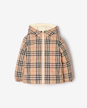Burberry Childrens Reversible Check Puffer Jacket - Natural