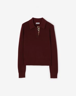 Burberry Long-Sleeve Wool Polo Shirt - Blue