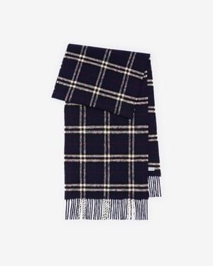Burberry Check Wool Cashmere Scarf - Bleu