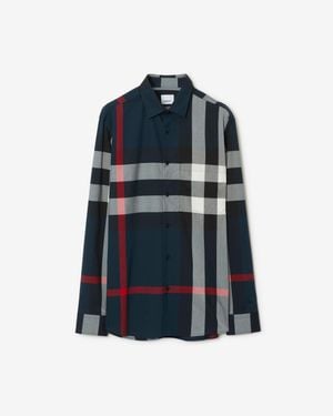 Burberry Slim Fit Check Cotton Shirt - Black