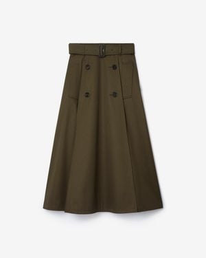 Burberry Gabardine Trench Midi Skirt - Green