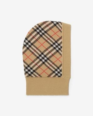 Burberry Check Wool Blend Hood - Natur