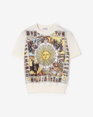 Burberry Tarot Panel Wool Silk Top - White