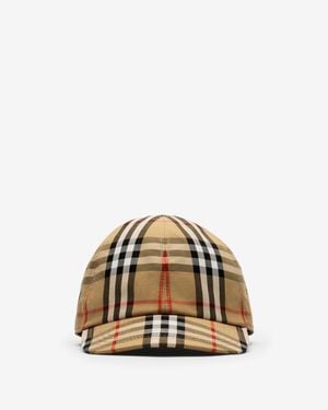 Burberry Childrens Check Cotton Baseball Cap - Natural