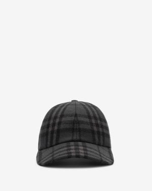 Burberry Check Wool Baseball Cap - Black