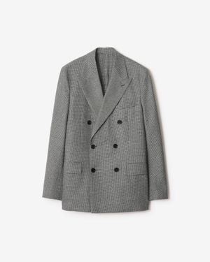 Burberry Puppytooth Check Wool Tailored Jacket - Grau