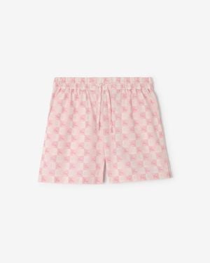 Burberry Knight Checkerboard Cotton Poplin Shorts - Pink