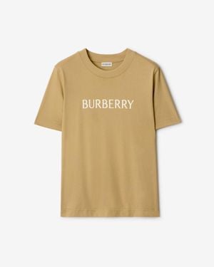 Burberry Logo Cotton T-Shirt - Natural