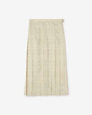 Burberry Silk Midi Kilt - Natural