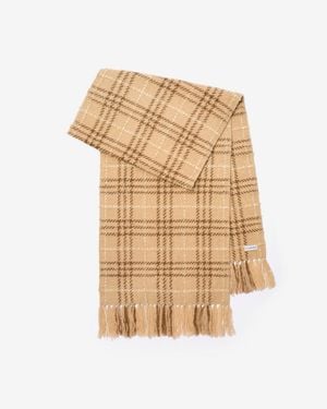 Burberry Embellished Check Bouclé Scarf - Natural