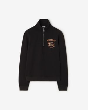 Burberry Knight Check Cotton Half-Zip Sweatshirt - Schwarz