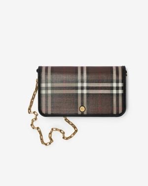 Burberry Check Chain Strap Wallet - Metallic