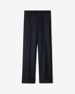 Burberry Check Wool Tailored Pants - Black