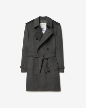 Burberry Mid-Length Cashmere Hastings Trench Coat - Gray